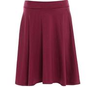MA ONLINE Womens Fancy Elasticated Checked Print Plain Flared Skirt Ladies Knee Length Stretchy Skater Midi Skirt Wine UK 14
