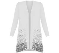 MA ONLINE Womens Ladies Fancy Long Sleeve Open Front Sequin Pattern Sparkle Cardigan Top White UK 20-22