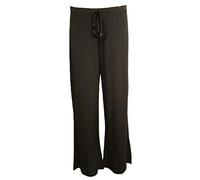 MA ONLINE Womens Ladies Fancy Wide Leg Soft Palazzo Plus Size Flared Casual Trouser Pants Black UK 22-24