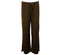 MA ONLINE Womens Ladies Fancy Wide Leg Soft Palazzo Plus Size Flared Casual Trouser Pants Brown UK 18