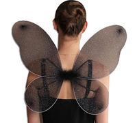 MA ONLINE Womens Net Fairy Wings With Silver Glitter Adults Hen Stag Party Fancy Accessory Black