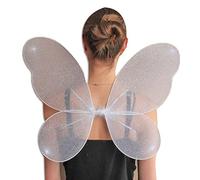 MA ONLINE Womens Net Fairy Wings With Silver Glitter Adults Hen Stag Party Fancy Accessory White