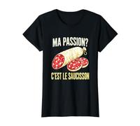 Ma Passion C'est Le Saucisson French Charcuterie Food Value Graphic T-Shirt, Women, Black, S