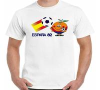 MA.SCARA Espana 82 T-Shirt Spain Mens Retro World Cup Spanish Top Kit Jersey White L