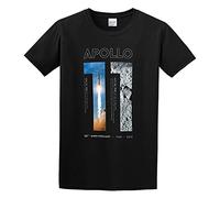 MA.SCARA Men's Fashion T Shirts Apollo 11 50Th Anniversary Moon Landing 1969 2019 Hand wash Recommended Black S