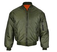 MA1 Bomber Jacket Mens Reversible Pilot Flight Coat Padded Military Air Force Lightweight Retro Biker Outerwear Brass Zip Utility Sleeve Pocket Orange Lining Green XXL