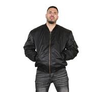 MA1 Bomber Jacket Mens Reversible Pilot Flight Coat Padded Military Air Force Lightweight Retro Biker Outerwear Brass Zip Utility Sleeve Pocket Orange Lining Black XXL