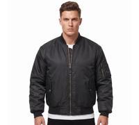 MA1 Bomber Jacket Mens Reversible Pilot Flight Coat Padded Military Air Force Lightweight Retro Biker Outerwear Brass Zip Utility Sleeve Pocket Orange Lining Black M