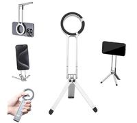 MA38 Magnetic Phone Tripod, Aluminium Smartphone Holder, Portable Phone Holder, Travel Foldable Mini Cell Phone Selfie Stick, for Vlog, Gym, Travel Essentials Accessories (White)