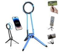 Ma38 Magnetic Phone Tripod for iPhone, Ma38 Portable Phone Holder Mini Tripod for Magsafe, 360° Rotation & Strong Magnet, Pocket Selfie Stick (Blue)