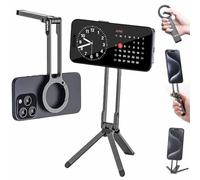 MA38 Magnetic Phone Tripod for Phone, Aluminium Smartphone Holder, Travel Foldable Mini Cell Phones Selfie Stick, Portable Adjustable Phones Stand for Desk/Handheld, Magnet Quick Mount（MA30-2PCS）