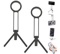MA38 Magnetic Phone Tripod, Portable Aluminium Smartphone Holder with Double-Sided Strong Magnetic 1/4'' Locating Hole Foldable Hook (2*Black)