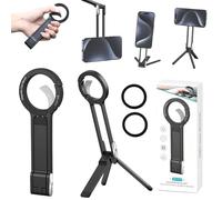 MA38 Magnetic Phone Tripod Stand, Aluminium Strong Magnet Mini Pocket Selfie Stick with 2 Magnetic Ring, Carabiner-style Design Portable Smartphone Tripod Quick Mount Compatible with iosphone Series