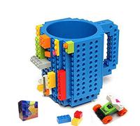 MA3TY Build-On Brick Coffee Mug, Funny Cups DIY Creative Building Blocks Xmas Present, Novelty Christmas Santa Gifts for Women Men,Thanksgiving,New Year with 3 Bags Accessories (Blue)