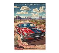 MA6GE8DE American Muscle Car Puzzles for Adults 1000 Pieces,Challenging Brain Exercise,Featuring Classic Illustrations,Depict A Muscle Car in The Desert,Fun Wooden Puzzle,Gift for Cat Lovers