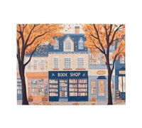 MA6GE8DE Fall Bookstore 500 Pcs Jigsaw Puzzles for Adults,Exquisite Adults Illustration Wooden Puzzles,Family Leisure,Stress Relief and Entertainment,Unique and Beautiful Design