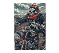 MA6GE8DE Skeleton Motorcycle Riders 1000 Piece Puzzle for Adults,Brain Challenge,Characterized by Unique and Interesting Illustrations,Depicting A Skeleton Riding A Motorcycle,Wooden Jigsaw