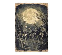 MA6GE8DE Vintage Cemetery Dancing Skeleton - 1000 Piece Wooden Jigsaw,Unique and Beautiful Design,Characterized by Bold and Vibrant Illustrations Depicting a Group of Skeletons Dancing in a Cemetery
