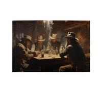 MA6GE8DE Wild West - Tavern Cowboy 1000 Piece Jigsaw Puzzles,Challenging Brain Exercise,Enjoy The Puzzle Solving Process,Exquisite Cowboy Adults Wooden Puzzle,Creative Activity Hobbies for Adults