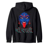 Maa Kali Glitch Art Cyberpunk Vaporwave Devanagari Dharma Zip Hoodie