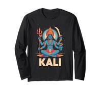 Maa Kali Hindu Goddess Trishula & Sword Feminine Devotional Long Sleeve T-Shirt