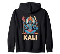 Maa Kali Hindu Goddess Trishula & Sword Feminine Devotional Zip Hoodie