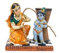 Maa Yashoda Binding Krishna Murti - 13cm Hindu God Krishna Divine Statue Hand Painted Polystone Indian Sculpture Diwali Gifts Pooja Item Office Home Temple Mandir Puja Decor