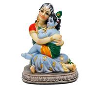 Maa Yashoda Krishna Murti Statue - 5.7” Hindu God Lord Krishna Idol Gift for Devotee of Indian Pooja Item Birthday Diwali Gifts for Friend Family Office Home Temple Mandir Puja Decor