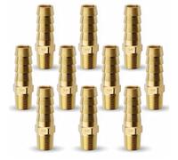 MAACFLOW MAACFLOW Brass 1/8" Male NPT to 3/8" Hose ID Barb Barbed Hose Fitting Adaptor Connector (Pack of 10)