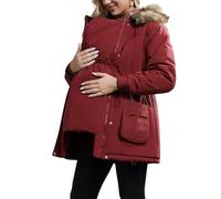 Maacie Maternity Coat Womens 3 in 1 Thickened Outwear Fleece Lined Coat Winter Warm Hooded
