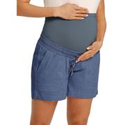 Maacie Maternity Shorts Over The Belly Workout Loose Casual Pregnancy Pants with Pockets Navy Blue 2XL