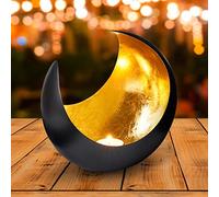 MAADES Vintage Tealight Holders Moon Black Gold 20cm Large | Moroccan Garden Outdoor Lantern for Candles Tealights | Indoor Tea Lights Holder as Tea Party Accessories or Christmas table Decorations
