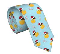 Maailoo Christmas Gingerbread Candy Canes Men's Neckties Tie Print Novelty Neck Ties Great for Weddings Dances Gifts, Christmas Ducks, One Size