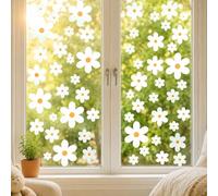 Maalgic 8 Sheets White Daisy Window Clings, Double-Side Daisy Floral Window Stickers for Spring Summer, Reusable Anti-Collision Window Decals for Home Office Classroom（White Daisy）