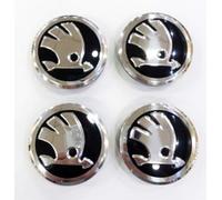 MAALLOP Wheel Emblem Badge Logo Stickers Waterproof, Dustproof, Anti-Rust, Car Hub Centre Caps, Compatible For Skoda Fabia, Octavia, Superb, Yeti 4 x 56 mm