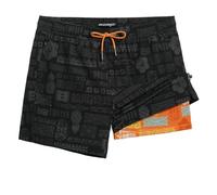 MaaMgic 5" Mens Swim Shorts with Compression Liner 4-Way Stretch Bathing Suit Swimming Shorts 2 in 1 Men's Swim Trunks with Zipper Pockets Quick Dry,Black Traditional Pineapple,XXL