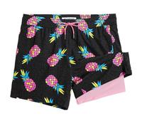 MaaMgic 5" Mens Swim Shorts with Compression Liner 4-Way Stretch Bathing Suit Swimming Shorts 2 in 1 Men's Swim Trunks with Zipper Pockets Quick Dry,Pineapple Leopard Pink Black 5.5,S