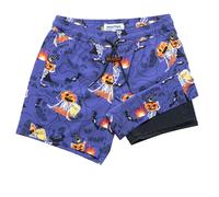 MaaMgic 5" Mens Swim Shorts with Compression Liner 4-Way Stretch Bathing Suit Swimming Shorts 2 in 1 Men's Swim Trunks with Zipper Pockets Quick Dry,Halloween Pumpkin Ghosts 5.5,S