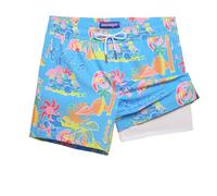 MaaMgic 5" Mens Swim Shorts with Compression Liner 4-Way Stretch Bathing Suit Swimming Shorts 2 in 1 Men's Swim Trunks with Zipper Pockets Quick Dry, Self-Drive Blues, M