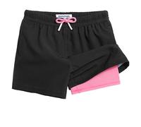 maamgic Boys Swimming Shorts for 2T-16 Years Stretchy Quick Dry Boys Swim Trunks Anti Chafe Boxer Brief Swimsuits with Pockets Black Pink