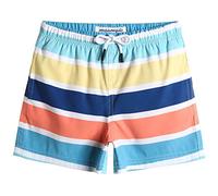 MaaMgic Little Boys' Beach Trunk Toddler Swim Shorts Animal Patterned Boardshorts Lightweight Beach Shorts Adjustable Waist Great for All Ages,Stripe Rainbow,10-12 Years