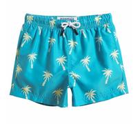 MaaMgic Little Boys' Beach Trunk Toddler Swim Shorts Animal Patterned Boardshorts Lightweight Beach Shorts Adjustable Waist Great for All Ages,Coconut Tree-Blue,2 Years