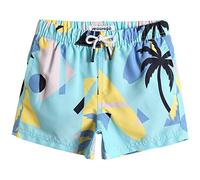 MaaMgic Little Boys' Beach Trunk Toddler Swim Shorts Animal Patterned Boardshorts Lightweight Beach Shorts Adjustable Waist Great for All Ages Baby Blue