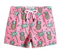 MaaMgic Little Boys' Beach Trunk Toddler Swim Shorts Animal Patterned Boardshorts Lightweight Beach Shorts Adjustable Waist Great for All Ages,New Rose Palm Pineapple,10-12 Years