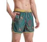 maamgic Mens 5" Short 70s 80s 90s Vintage Swim Trunks Quick Dry Bathing Suits Swimming Shorts Swimsuits Board Shorts,Yellow Side,XS
