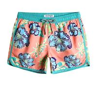 MaaMgic Mens 5" Short 70s 80s 90s Vintage Swim Trunks Quick Dry Bathing Suits Swimming Shorts Swimsuits Board Shorts,Pink Hibiscus,XS