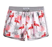 MaaMgic Mens 5" Short 70s 80s 90s Vintage Swim Trunks Quick Dry Bathing Suits Swimming Shorts Swimsuits Board Shorts,Flamingo At Dusk,L