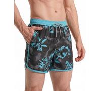 MaaMgic Mens 5" Short 70s 80s 90s Vintage Swim Trunks Quick Dry Bathing Suits Swimming Shorts Swimsuits Board Shorts,New Black Grey Camo Flower 4.5,XS