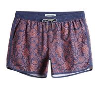MaaMgic Mens 5" Short 70s 80s 90s Vintage Swim Trunks Quick Dry Bathing Suits Swimming Shorts Swimsuits Board Shorts,Paisley Purple,L