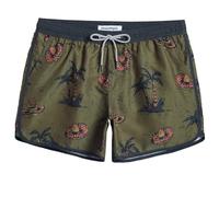 MaaMgic Mens 5" Short 70s 80s 90s Vintage Swim Trunks Quick Dry Bathing Suits Swimming Shorts Swimsuits Board Shorts,Green Brown Vintage Hat Palm 4.5,XXL
